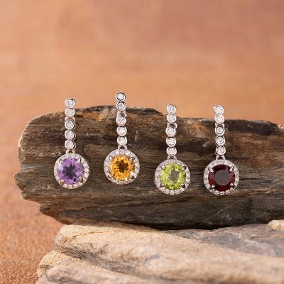 S925 Sterling Silver Earrings With Natural Citrine Amethyst Garnet and Other Colorful Gemstones S925 Sterling Silver Earrings With Natural Citrine Amethyst Garnet and Other Colorful Gemstones
